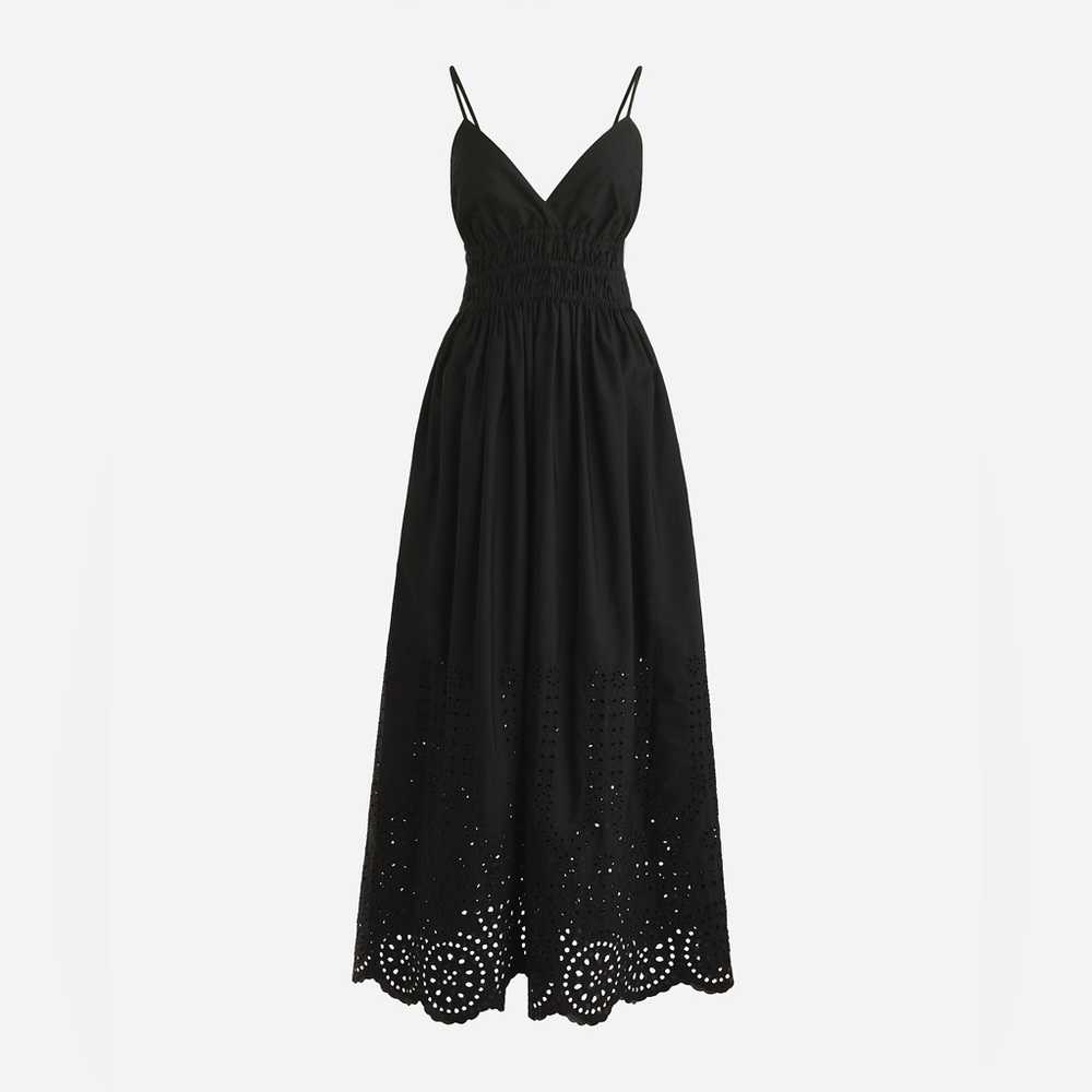 J.Crew V-neck smocked-waist dress in cotton poplin BR450